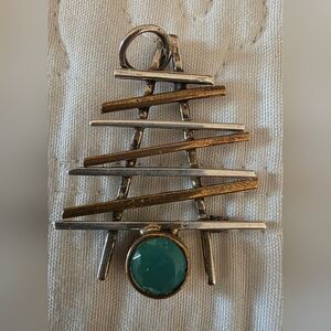 Vintage Artisan Sterling Silver Pendant Necklace Abstract Geometric Design